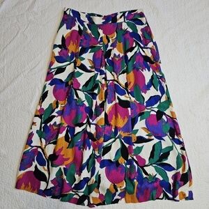 Vintage Worthington Bright Floral Midi Skirt